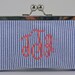 Monogrammed Seersucker Mini Clutch, Bridesmaid Gift, Graduation Gift, Under 50
