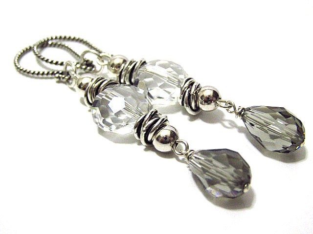 Crystal Quartz Earrings Sterling Silver Long Dangle Jewelry