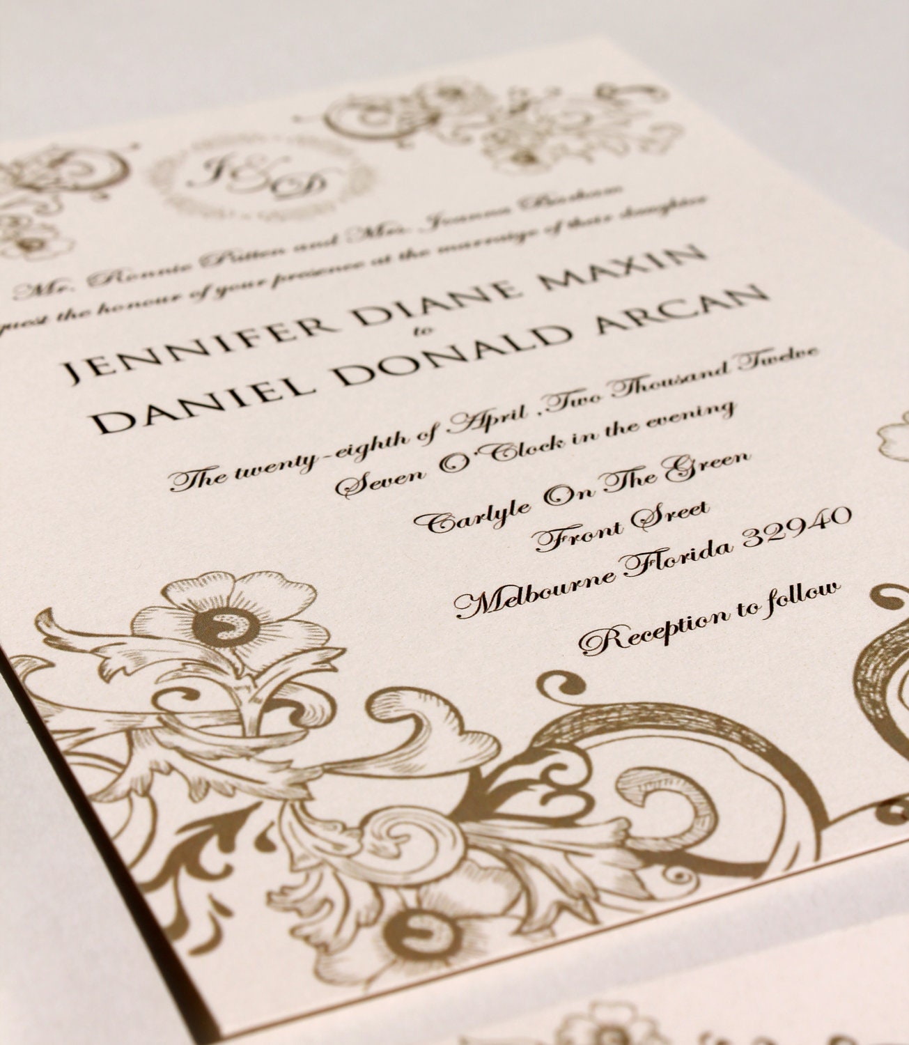 Vintage, Rustic and Elegant Wedding Invitation