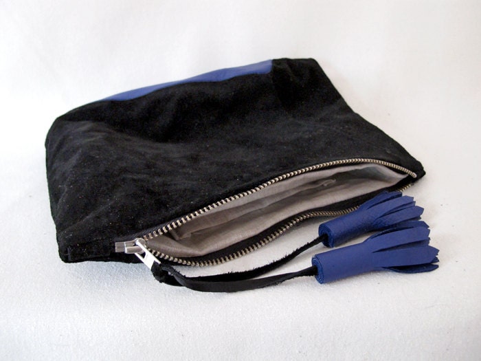 Cubist Leather Clutch - Electric Black