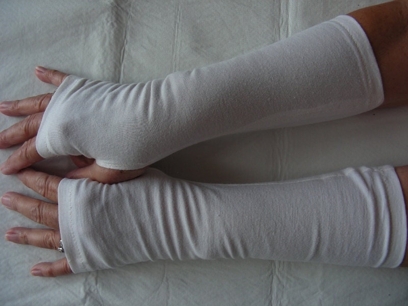White Arm Warmers Fingerless Gloves, Texting Gloves, Driving Gloves, Hand Warmers, Mitts, Arm Gloves, Gloves, Arm Sleeves