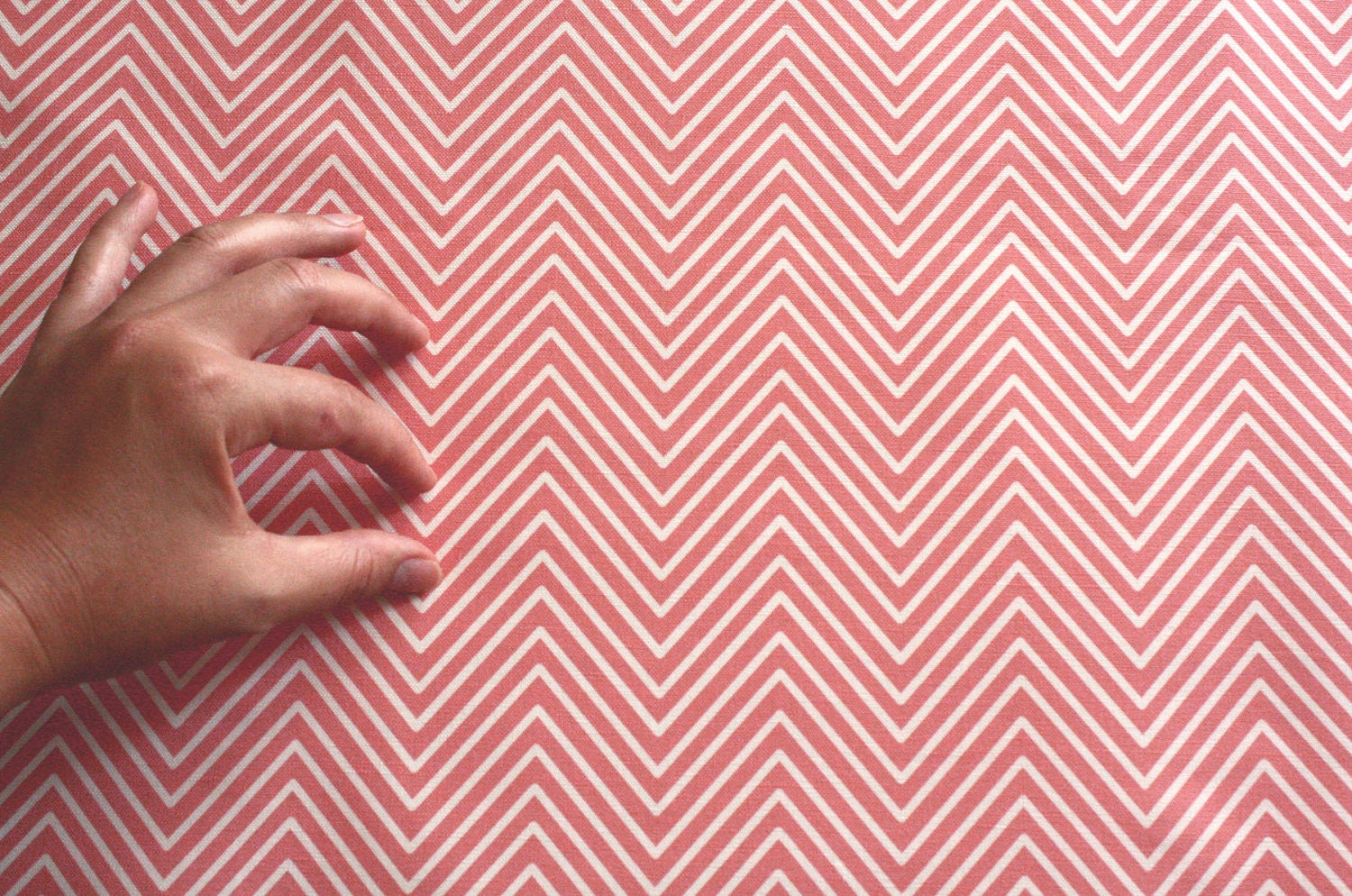 Upholstery and Home Decor Fabric  - "Delicate Chevron - Light Pink"- Cotton/Linen ( fat quarter 27"x18")