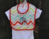 PERSONALIZED White Onsie and Multi-color Chevron Bib Set - Great for baby showers
