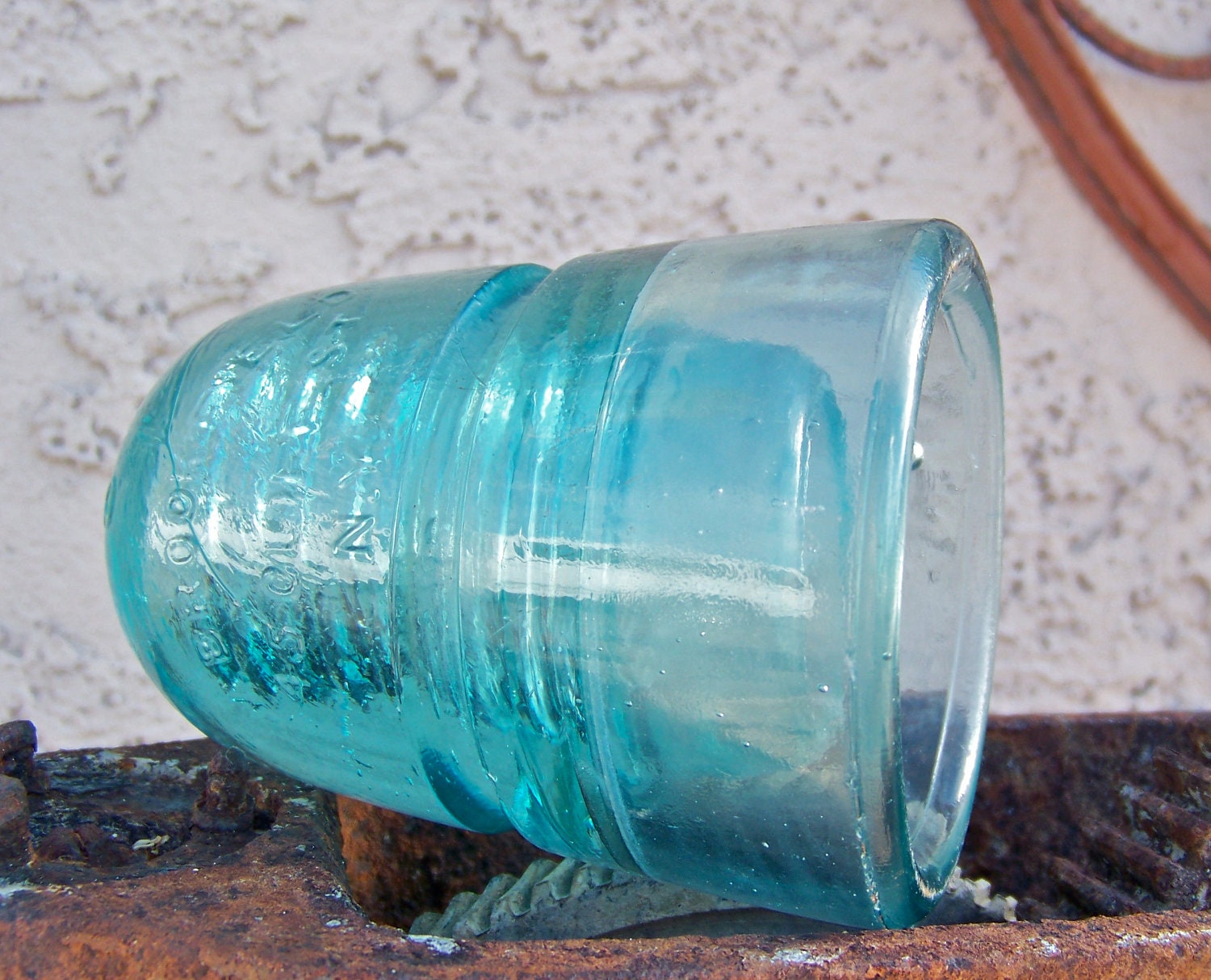 Vintage Glass Insulator Aqua Blue Brookfield