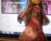 A Hug Always Open -Handmade Art Cloth Fabric Doll by a Pink Dreamer