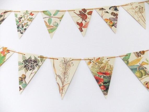 Autumn bunting - fall bunting - fall garland - Paper Garland - Upcycled Paper Bunting - wedding decor