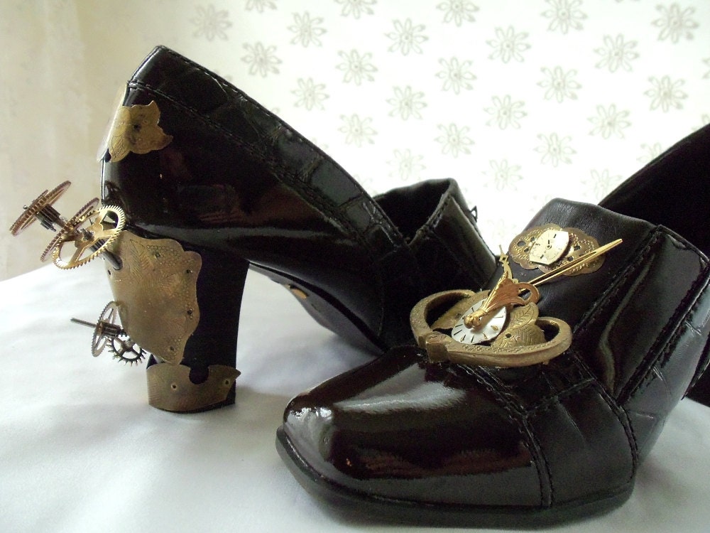 Steampunk Shoes, custom made, One of a kind, Unique Heels, MADE TO ORDER, Funky fab foot wear by Marelle
