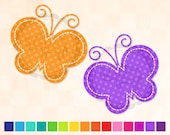Butterfly Clipart Polka Dots - Digital Clip Art - Personal and Commercial - Instant Delivery