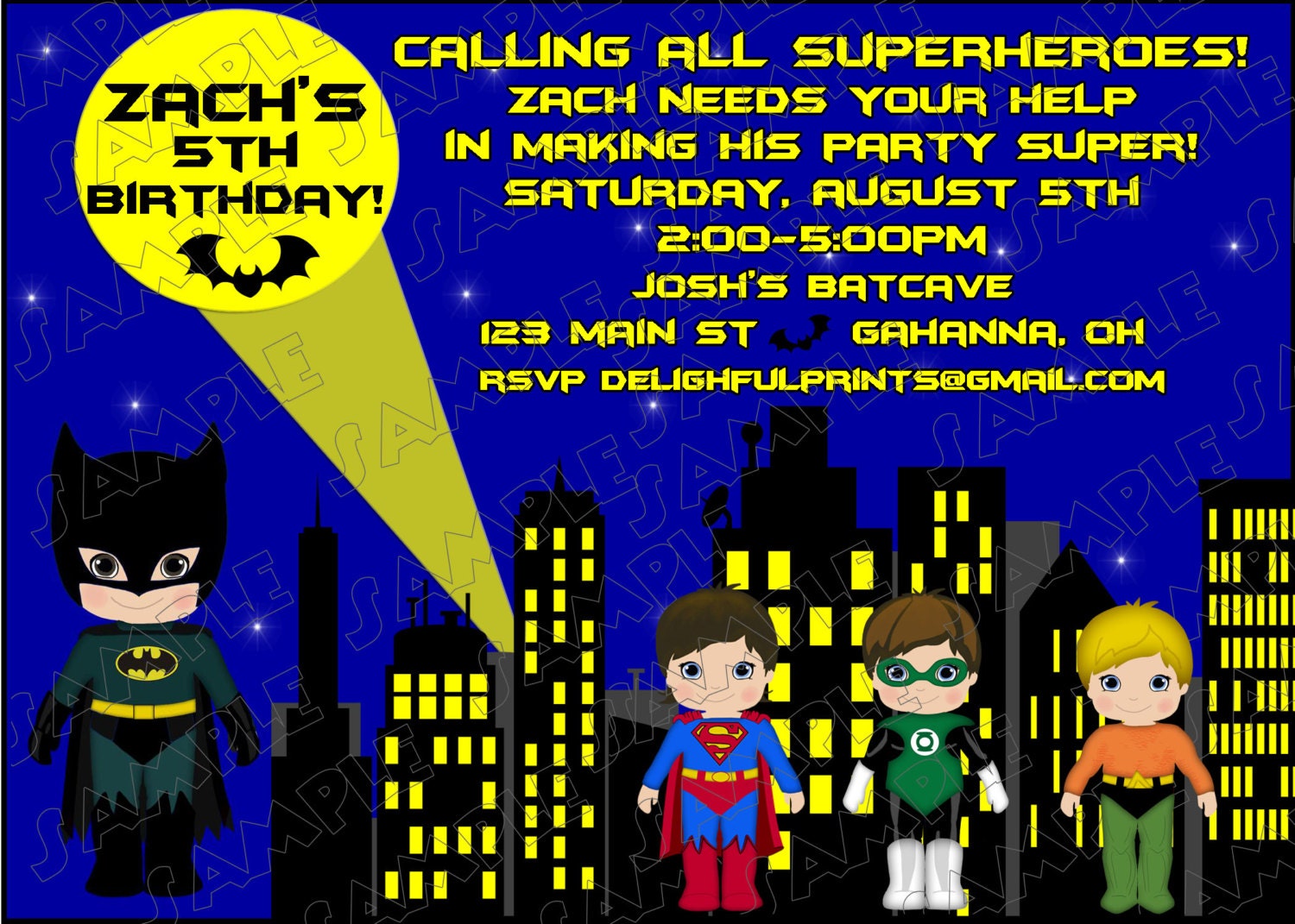 Batman birthday invitation and friends many colors...DIY you print custom photo card by delightfulprints Il_570xn