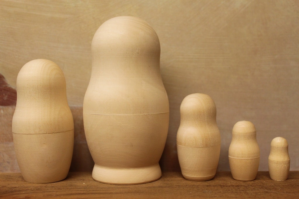 Blank Babushka Dolls Unpainted Nesting Dolls set of 5   SALE SALE