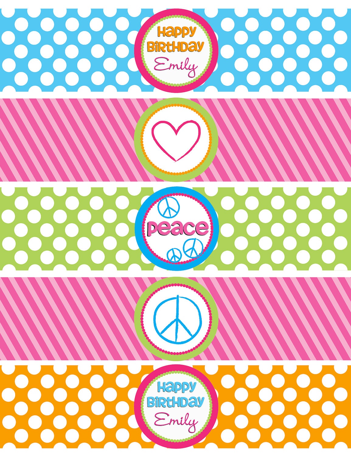 DIY Printable, Peace Party WATER BOTTLE Labels Il_570xn