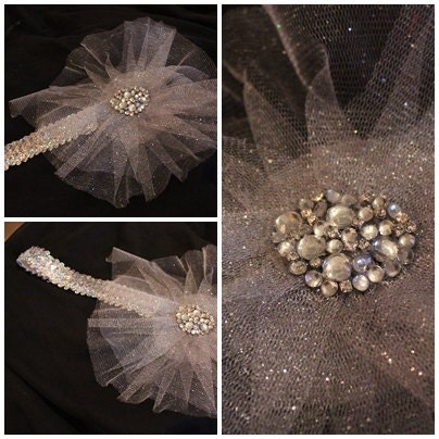 SALE 1920s grey twinkle bridal flapper headband