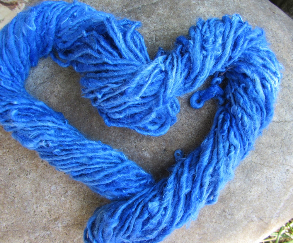 Handspun Yarn Suri Alpaca Alpine Blue