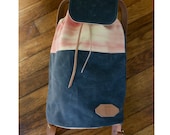 The Plunkton Pack // Waxed Canvas Backpack with Leather & Bright Hand Dyed Highlight
