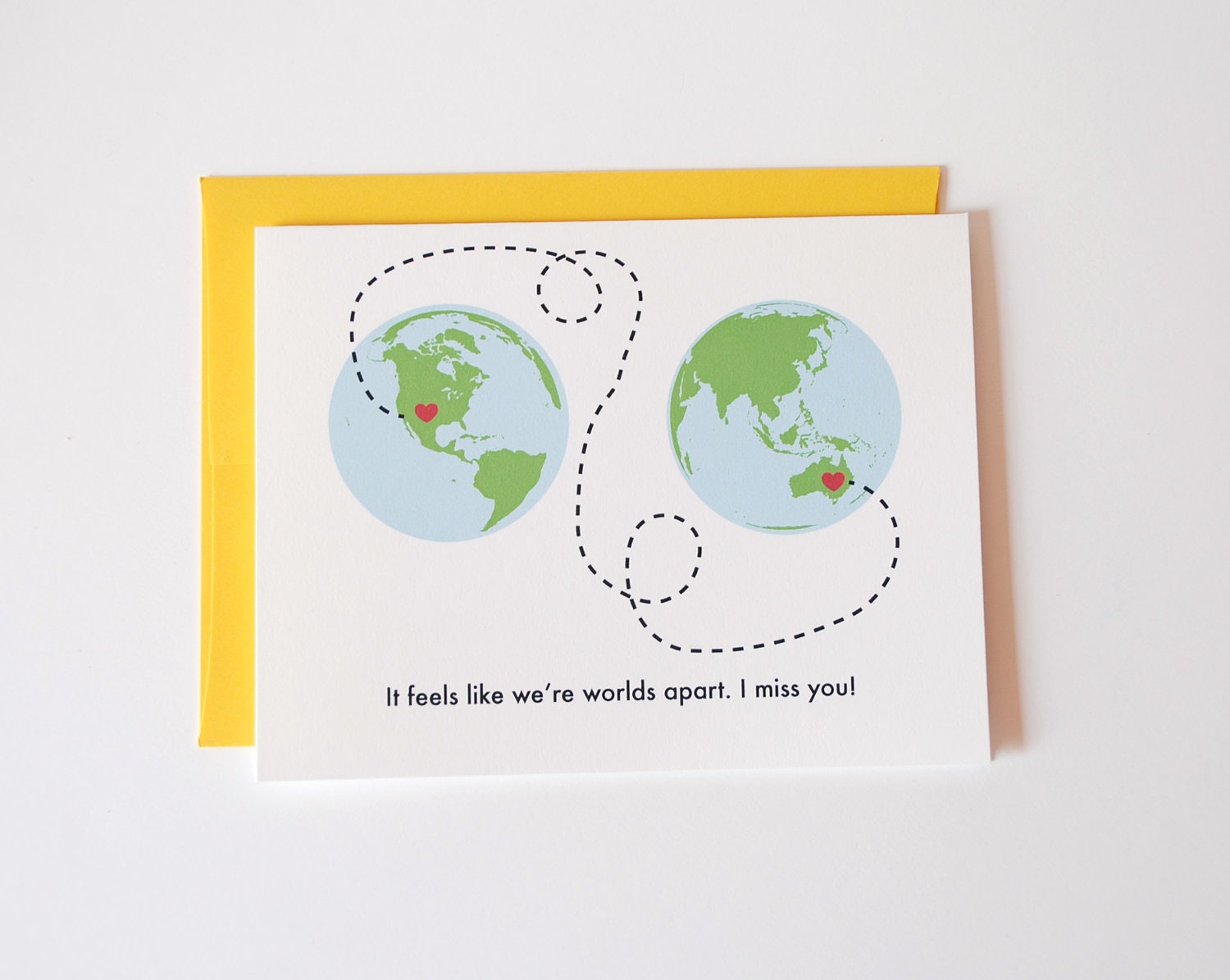 I Miss You Card - I Love You Card - It feels like we're worlds apart. I miss you.