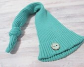 Aqua teal boy's upcyclec photo prop hat, newborn photography props