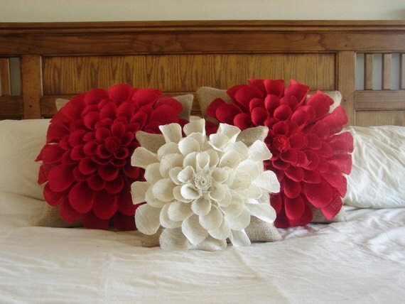 Custom Burlap Flower Pillow
