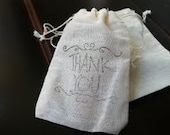 Wedding favor bags, muslin, Rustic Shabby Chic Wedding Favor Mini Muslin Drawstring bags - 6 bags (custom listings welcomed)