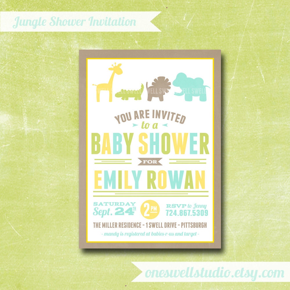 Jungle Themed DIY Printable Birthday Party or Baby Shower Invitation