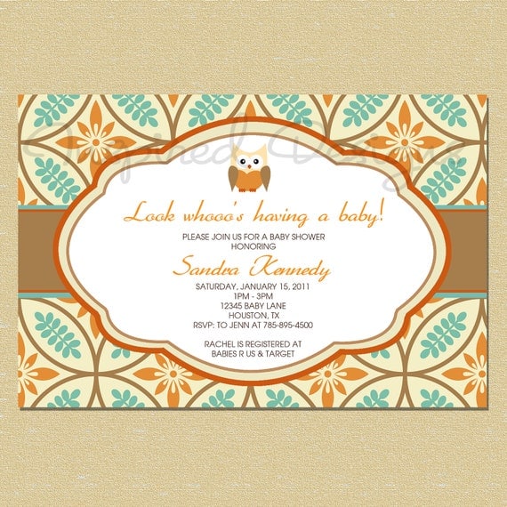Whoo's Having a Baby - Owl Baby Shower Invitation - Matching Coordinates Available Il_570xn