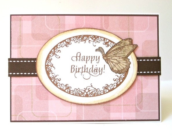 Birthday Card Pink and Brown