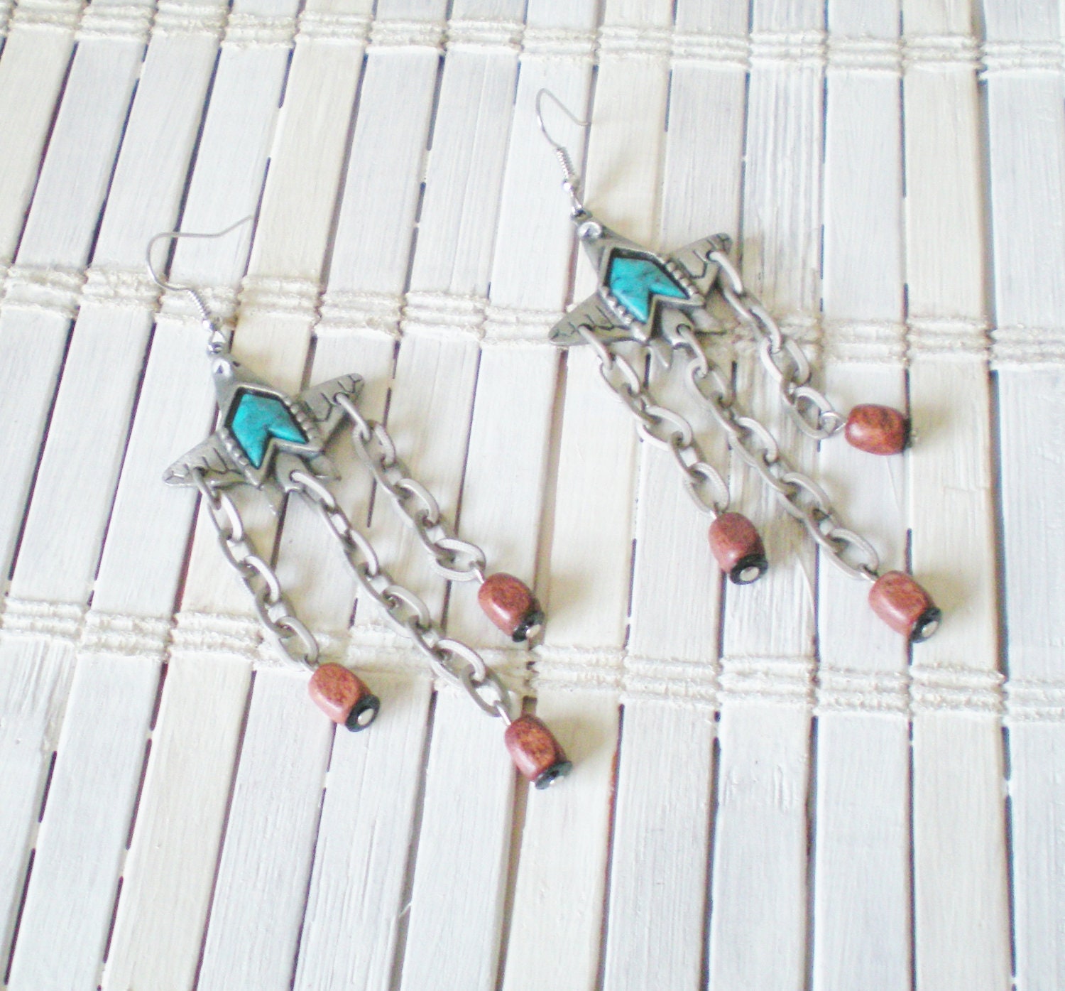 Silvery Eagle Chandelier Earrings Southwestern Fashion