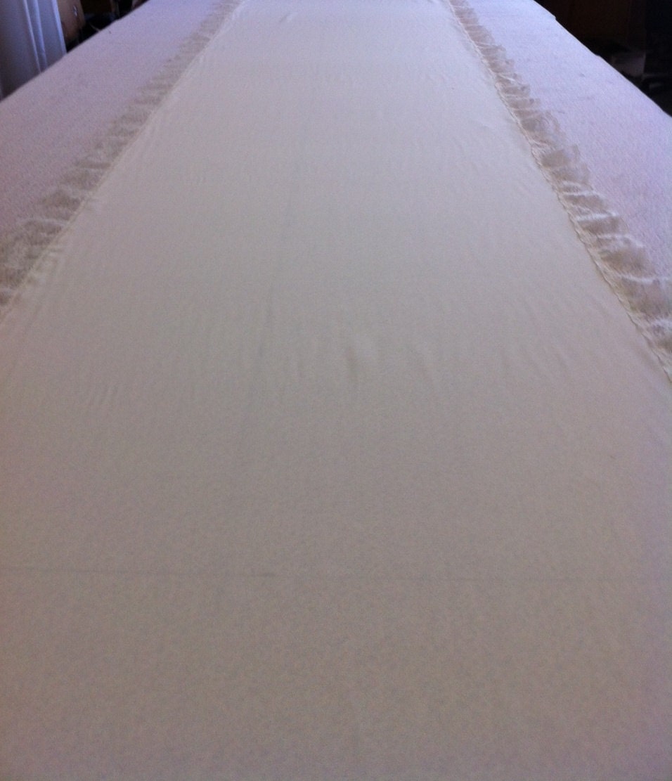 Custom Made Ivory Gabardine Aisle Runner 50 ft with Ivory lace border on both sides