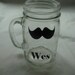 Groomsmen and Bridesmaid Gifts/ Set of 12 Mustache and Lips 16 oz. Mason Jars Personalized With Names and Dates