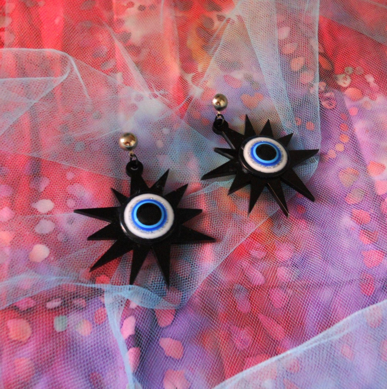 Big Black Evil Eye Acrylic Earrings