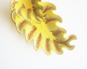 Vintage Kitchen Chip Dip Bowl Platter California Pottery Leaf Mid Century Decor Yellow Brown Fall Trends