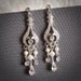 JACINTA, Victorian Style Chandelier Bridal Earrings, Swarovski Crystal and Pearl Wedding Earrings in Ivory or White, Teardrop Dangle Studs