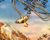 Skylark bird necklace Vermeil - gold plated little