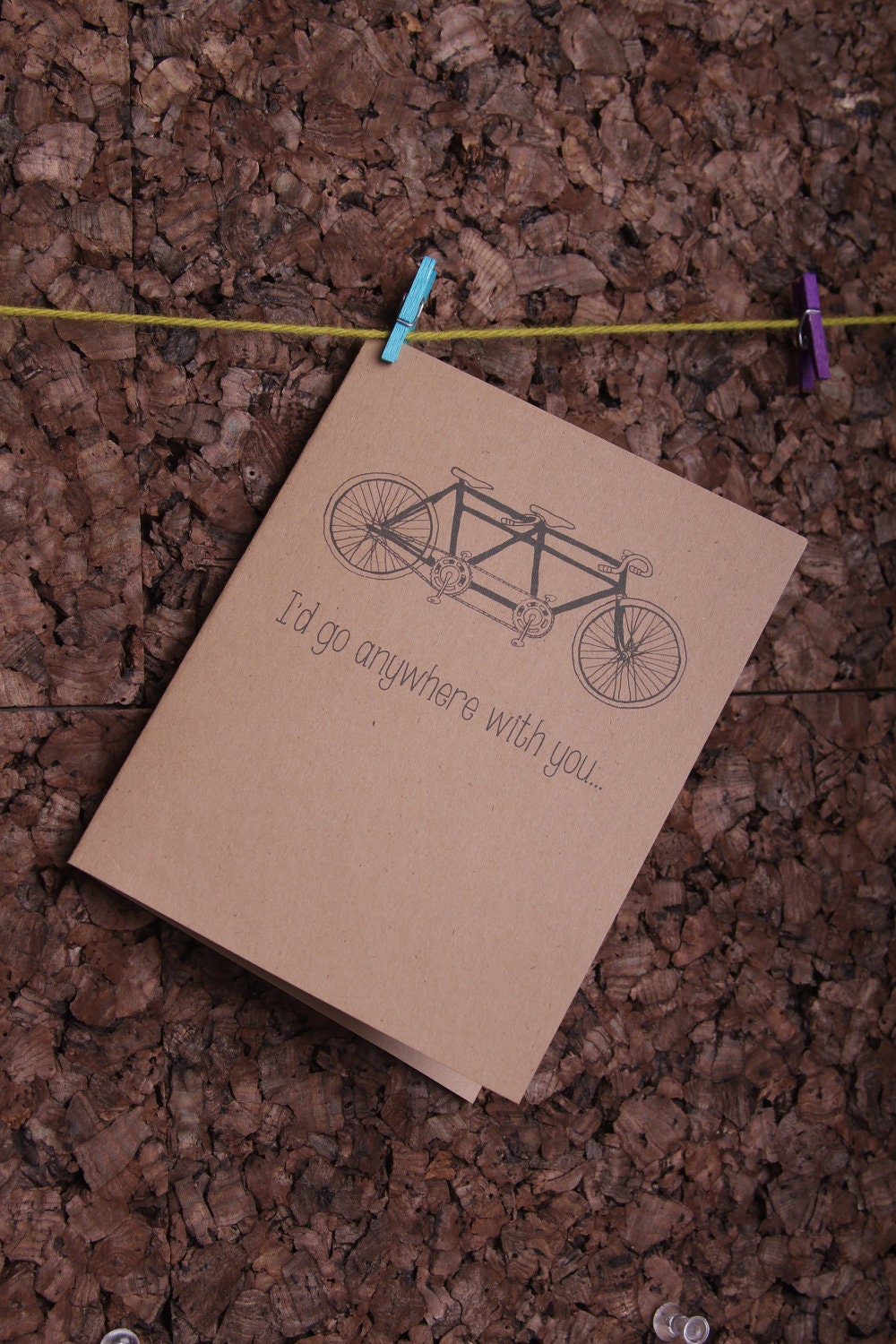 Blank card - Tandem Bicycle "i'd go anywhere with you."