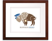 Police Art Print Cop Buffalo Hero Customize to City or name Framed Art 11x14