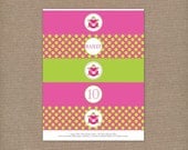 Custom Printable Preppy Turtle Nautical Birthday Party Water Bottle Labels