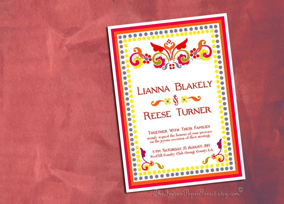 PRINTABLE RUSTIC RANGOLI Invitation Custom Design Template Diy Wedding Paper Goods Anniversary Engagement Party Bridal Shower Program Modern