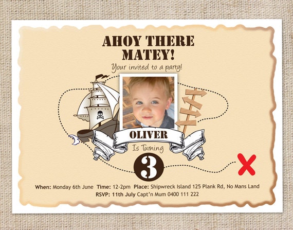 Printable Custom Boys Birthday Party Invitation - Pirates Il_570xn