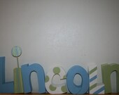 First birthday decoration blue and white nursery letters Custom wood letters boy nursery letters hand painted kids room polka dots