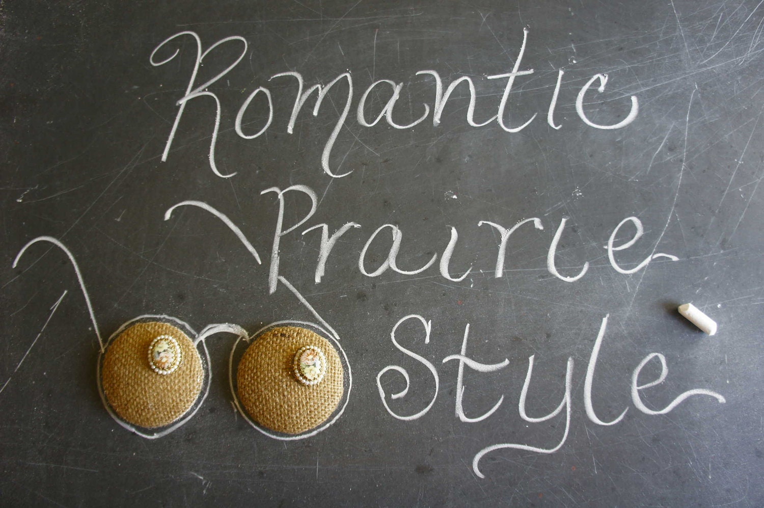 Curtain Tie Backs Tiebacks Burlap with Flower Cameo French Shabby Chic Romantic Prairie Farmhouse Style