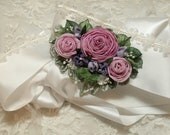Wedding Sash With Ribbonwork Flowers and Roses Flower Girl