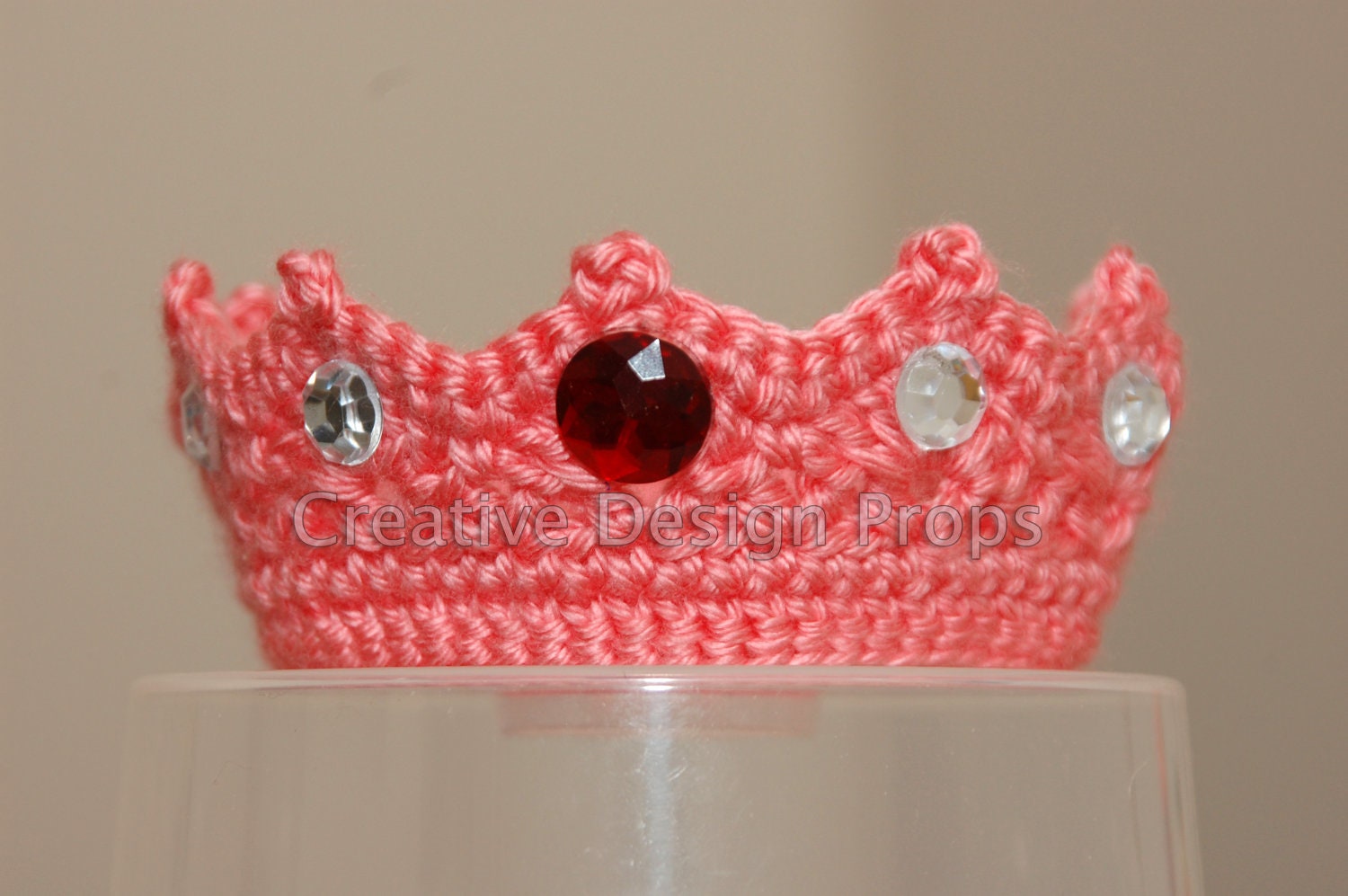 Crochet Baby Princess Crown - Handmade Tiara with Rhinstone Gems - Ecxellent Photo Prop or Wonderful Gift for Baby Shower