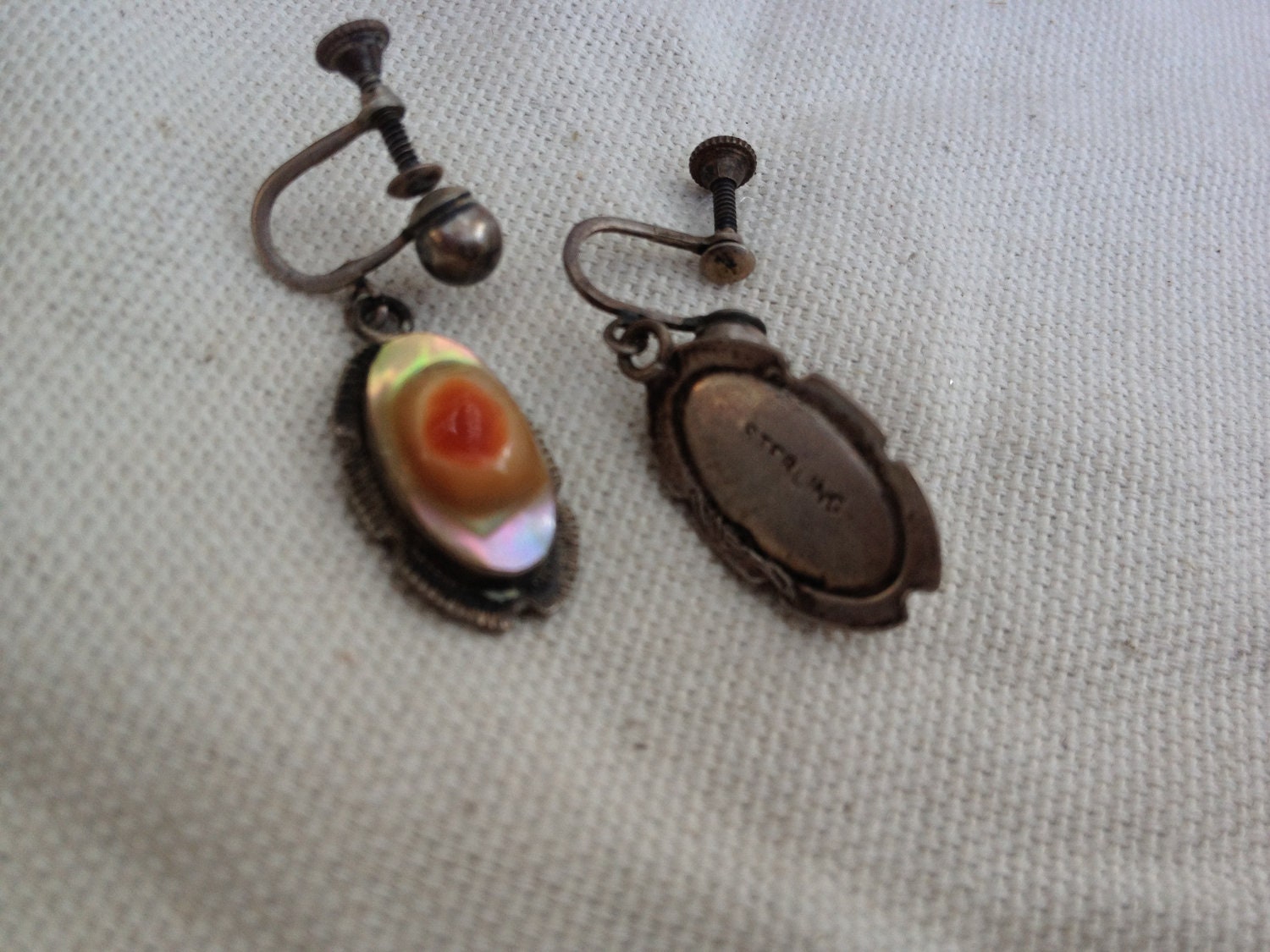 Victorian Blister Pearl Sterling Earrings 1800s