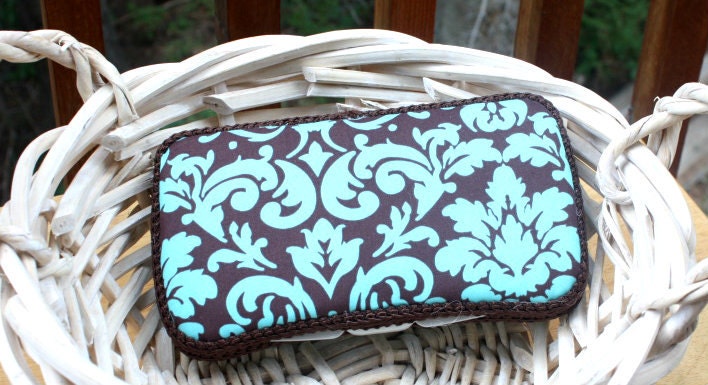 Teal & Brown Floral Boutique Style Baby Wipe Case, Travel Wipe Case, Diaper Wipe Case, Wipe Cases, Boy Wipe Case