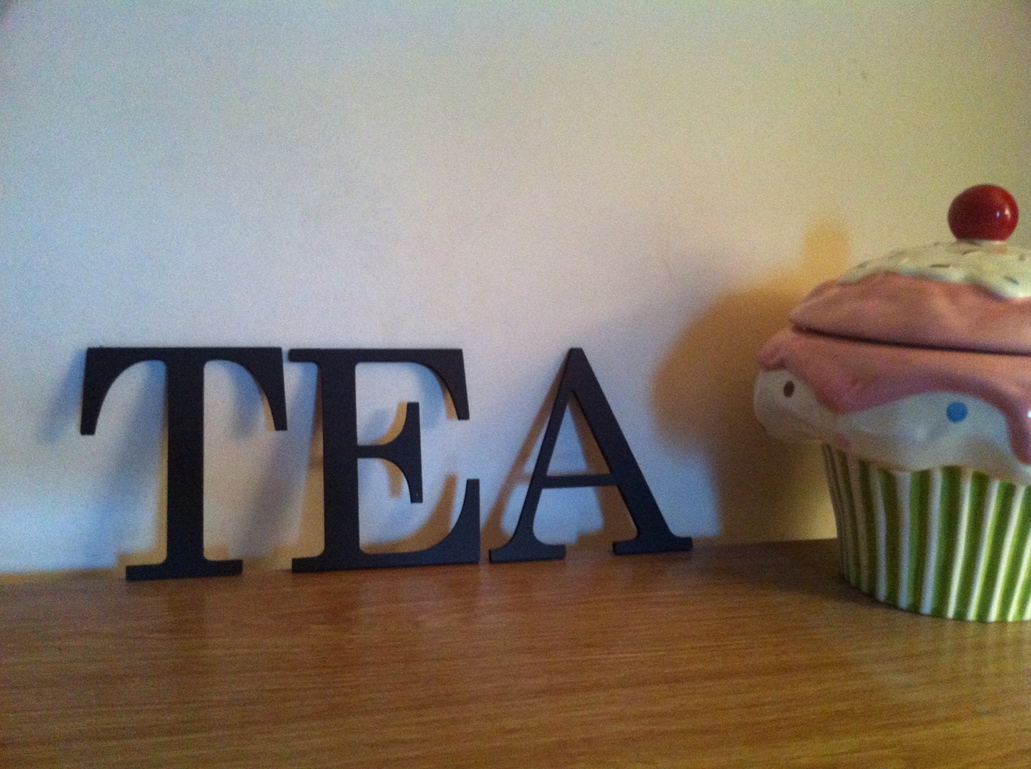 Set of 3 Handpainted Wooden Wall Letters - Roman Font - TEA - 6"