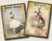 BALLET VINTAGE - Digital Collage Sheet. Set of 4 Vintage Ballerina Images. Printable Download v4595