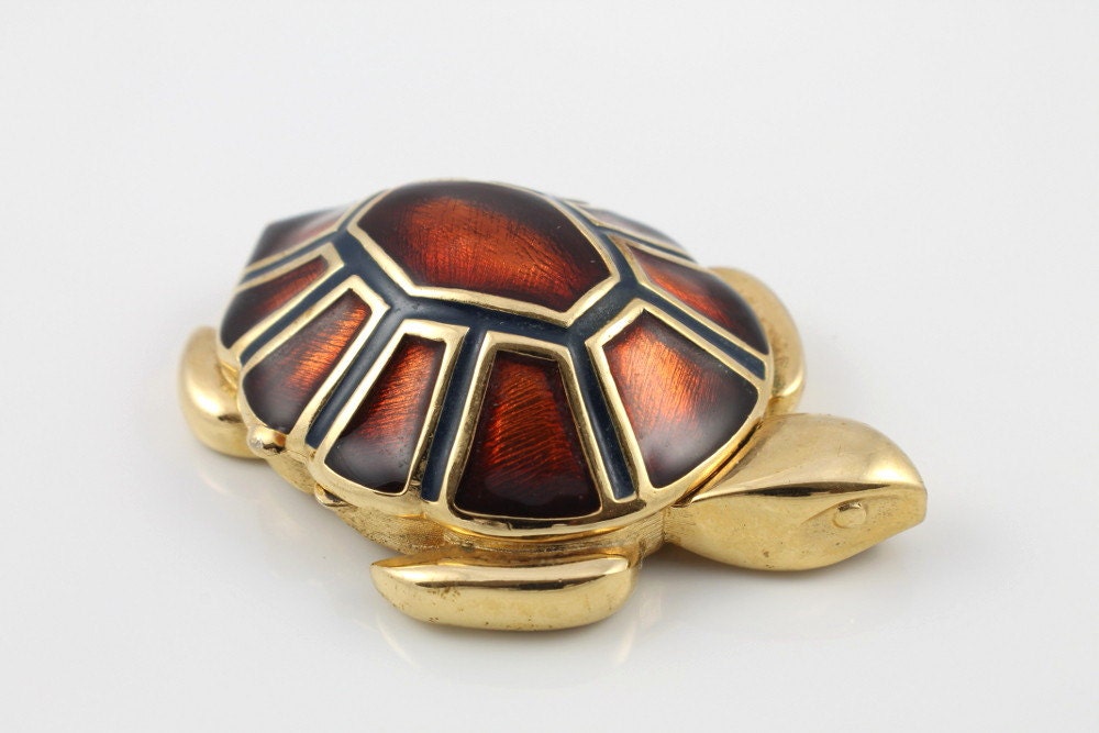 Vintage Turtle Tortoise Estee Lauder solid perfume Cinnabar compact