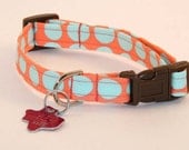 Orange and Aqua - Dog Collar - Adjustable