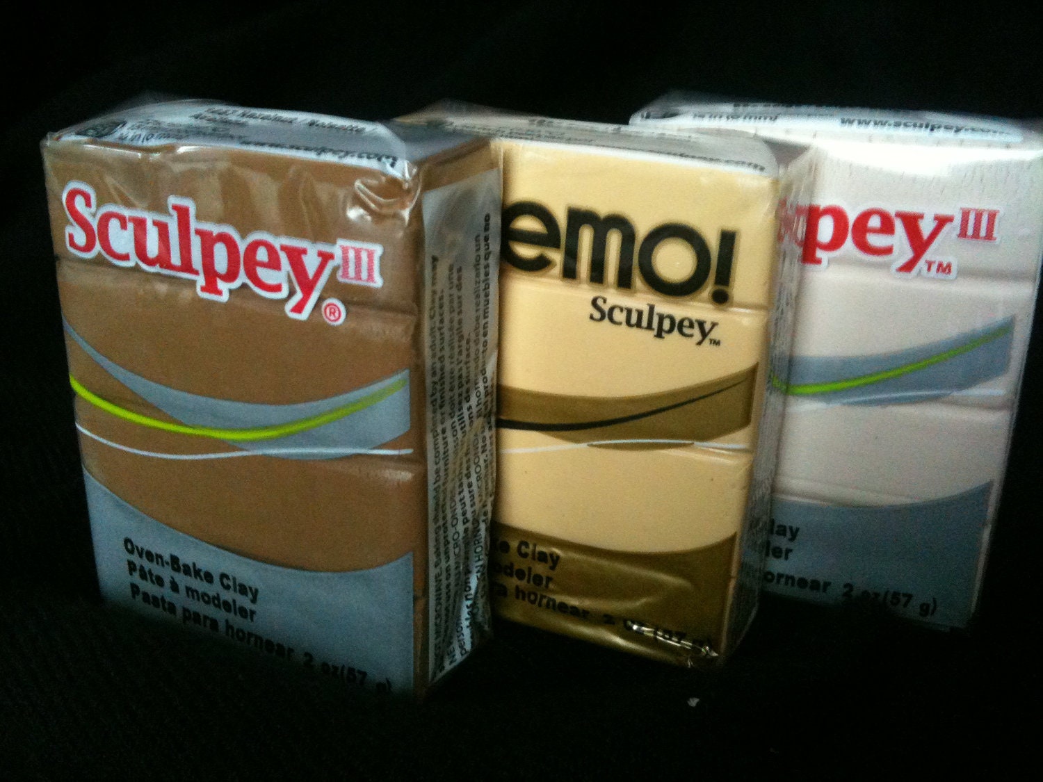 DESTASH -3 Sculpey III/ Premo Polymer clay blocks-  Skin Tones