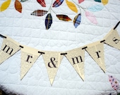 Mr. and Mrs. wedding pendent banner recycled book paper, wedding bunting