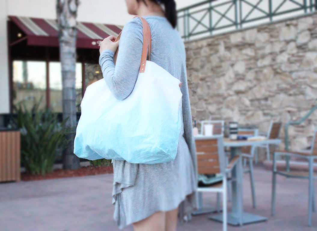 TOTE BAG..Pink (with leather strap)....extra-large size - beach bag size
